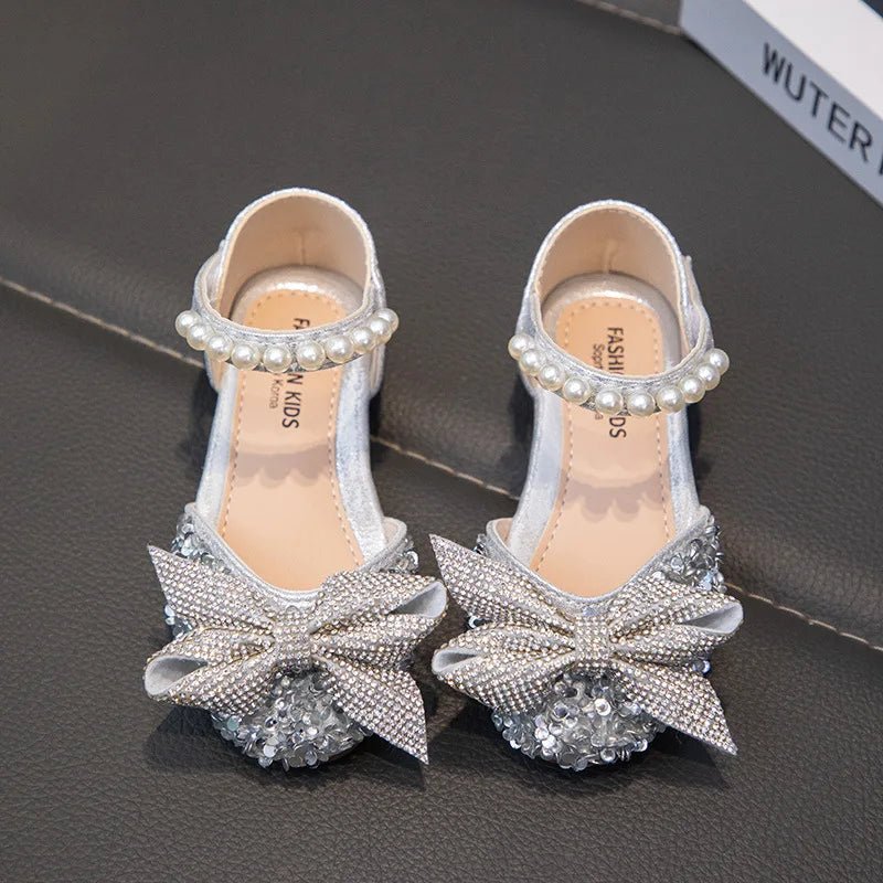 New Children Causal Dance Sandals Girls Rhinestone Flat Sandals Non-slip Fashion Kids Sequins Princess Performance Shoes - Mom & Kids