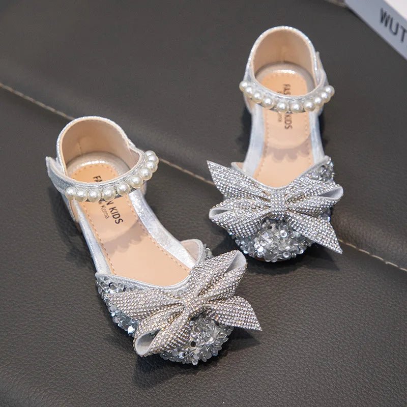 New Children Causal Dance Sandals Girls Rhinestone Flat Sandals Non-slip Fashion Kids Sequins Princess Performance Shoes - Mom & Kids