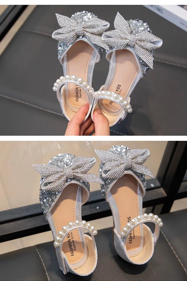 New Children Causal Dance Sandals Girls Rhinestone Flat Sandals Non-slip Fashion Kids Sequins Princess Performance Shoes - Mom & Kids