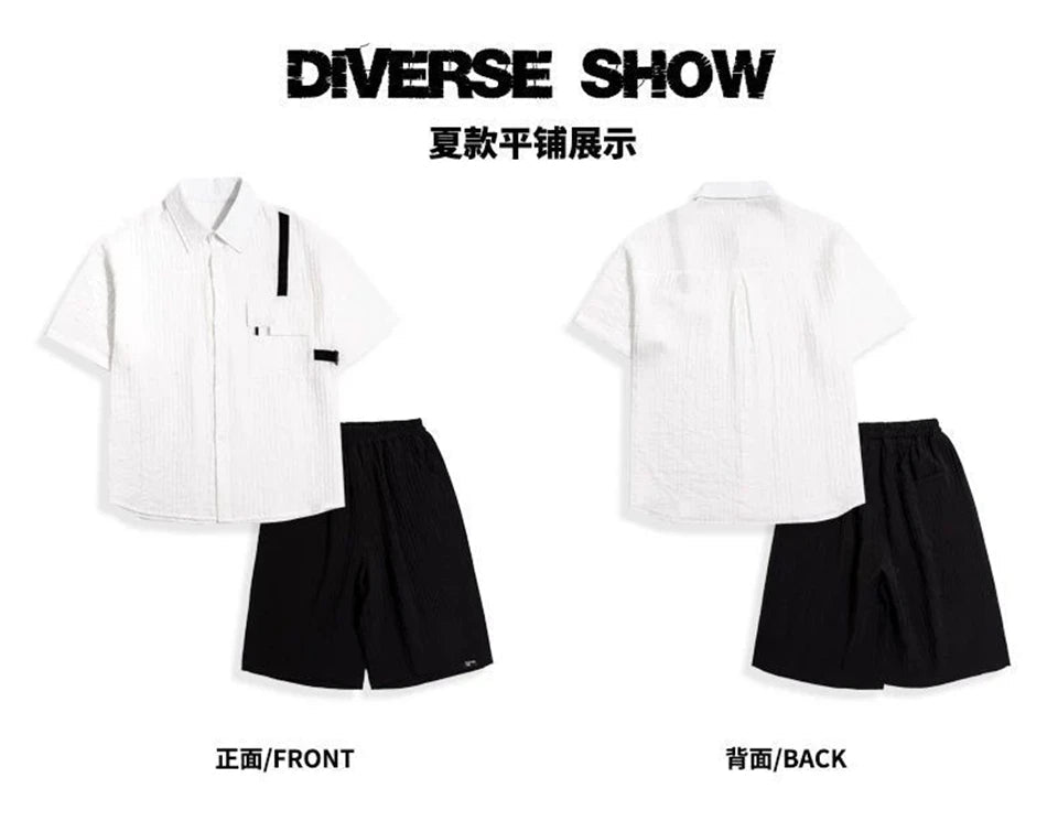 New Children Summer Thin Short Sleeved Shirt Shorts Two Piece Set Children Stylish Clothing Trend - Mom & Kids