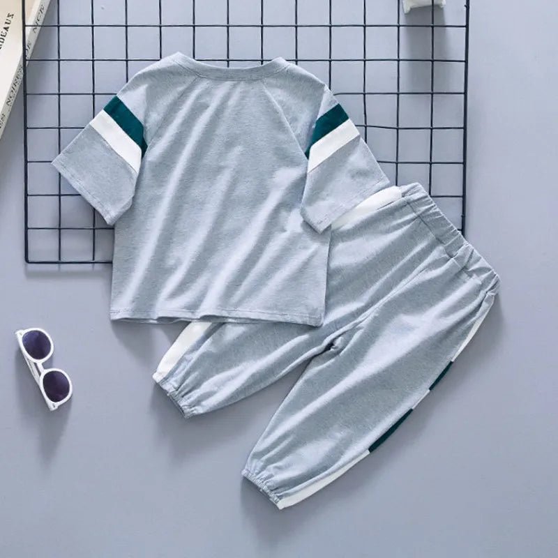 New Children's Cool Loose Fit Sportswear Korean Edition Baby Short Sleeve T-shirt 2 Pieces - Mom & Kids