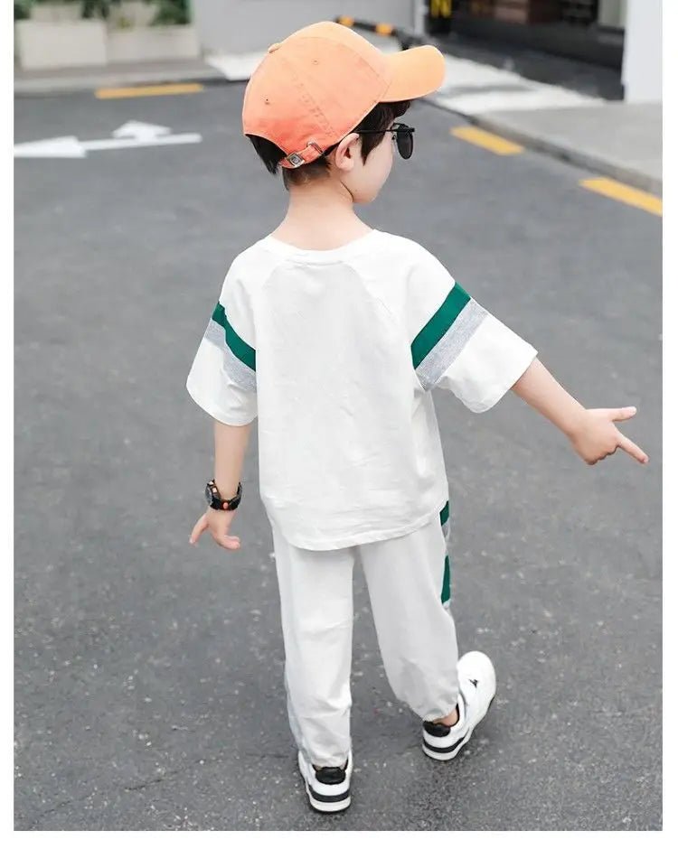 New Children's Cool Loose Fit Sportswear Korean Edition Baby Short Sleeve T-shirt 2 Pieces - Mom & Kids