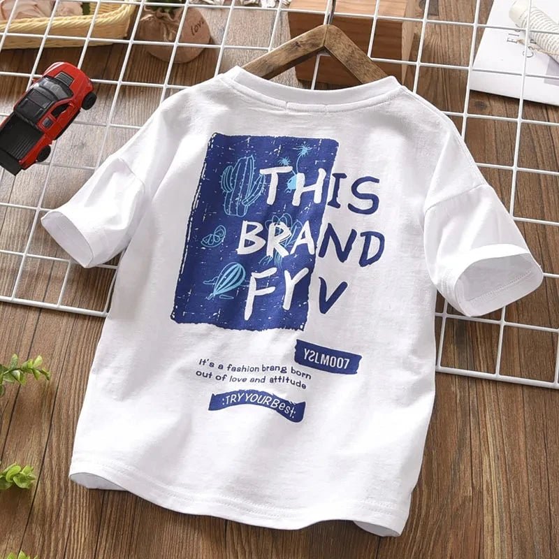 New Children's Cool Loose Fit Sportswear Korean Edition Baby Short Sleeve T-shirt 2 Pieces - Mom & Kids