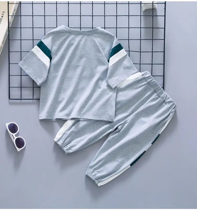 New Children's Cool Loose Fit Sportswear Korean Edition Baby Short Sleeve T-shirt 2 Pieces - Mom & Kids