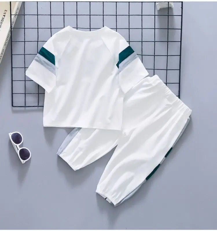 New Children's Cool Loose Fit Sportswear Korean Edition Baby Short Sleeve T-shirt 2 Pieces - Mom & Kids