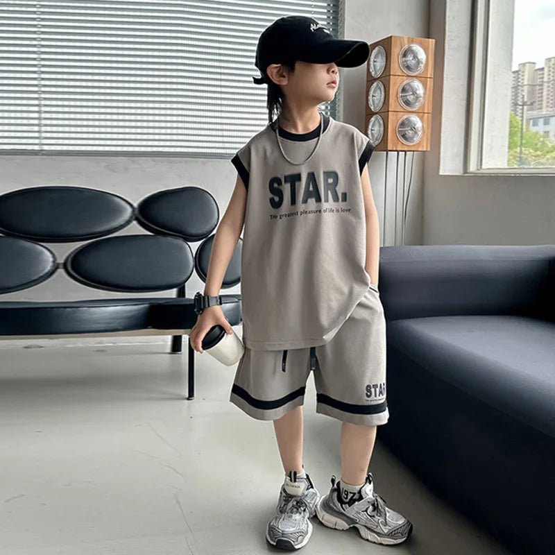 New Children's Sets Teenager Basketball Sportswear Top+Shorts 2Pcs Big Kids Clothing Outfits - Mom & Kids
