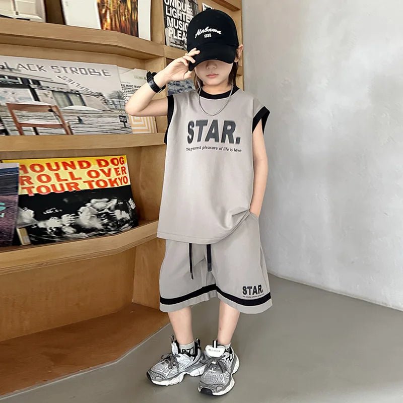 New Children's Sets Teenager Basketball Sportswear Top+Shorts 2Pcs Big Kids Clothing Outfits - Mom & Kids