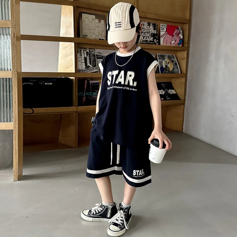 New Children's Sets Teenager Basketball Sportswear Top+Shorts 2Pcs Big Kids Clothing Outfits - Mom & Kids