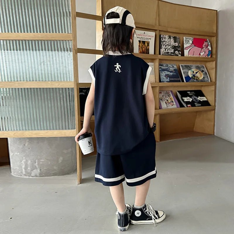 New Children's Sets Teenager Basketball Sportswear Top+Shorts 2Pcs Big Kids Clothing Outfits - Mom & Kids