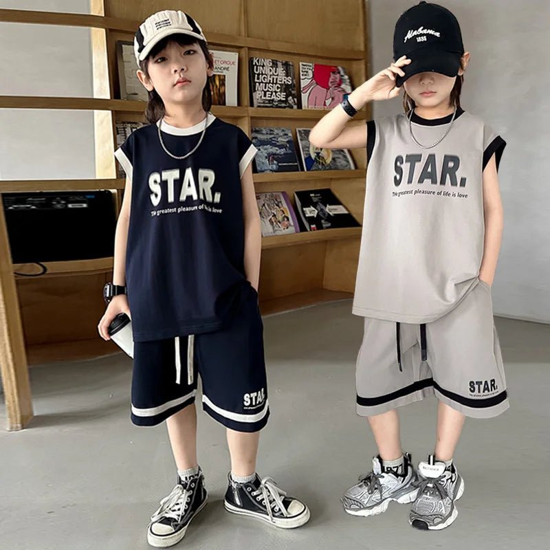 New Children's Sets Teenager Basketball Sportswear Top+Shorts 2Pcs Big Kids Clothing Outfits - Mom & Kids