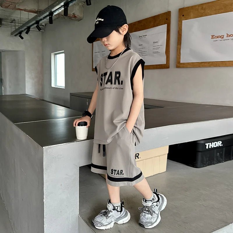 New Children's Sets Teenager Basketball Sportswear Top+Shorts 2Pcs Big Kids Clothing Outfits - Mom & Kids