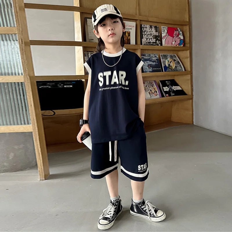 New Children's Sets Teenager Basketball Sportswear Top+Shorts 2Pcs Big Kids Clothing Outfits - Mom & Kids