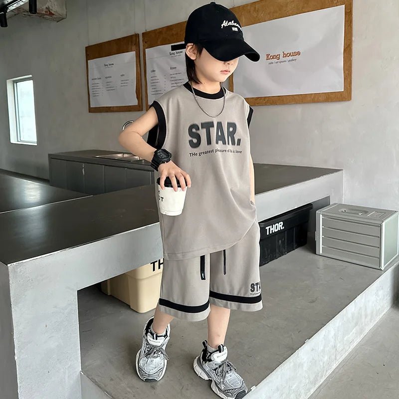 New Children's Sets Teenager Basketball Sportswear Top+Shorts 2Pcs Big Kids Clothing Outfits - Mom & Kids