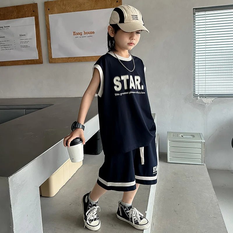 New Children's Sets Teenager Basketball Sportswear Top+Shorts 2Pcs Big Kids Clothing Outfits - Mom & Kids