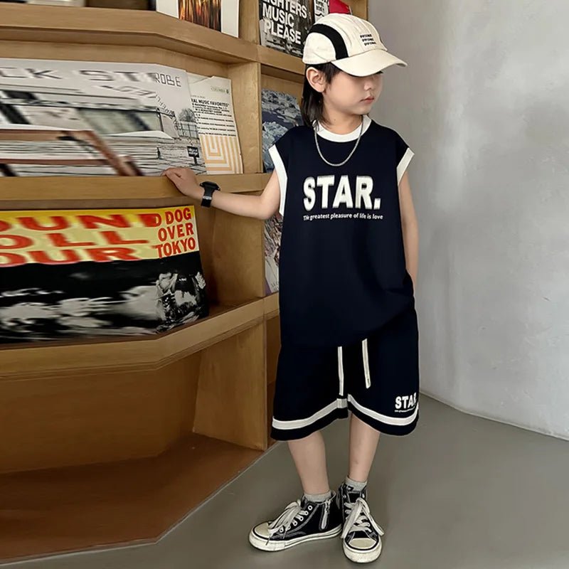 New Children's Sets Teenager Basketball Sportswear Top+Shorts 2Pcs Big Kids Clothing Outfits - Mom & Kids