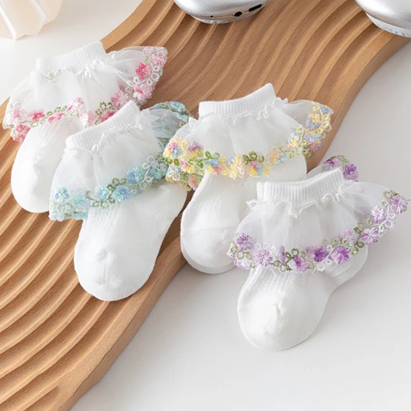New Children's Socks With Lace Princess Girls Frilly Sock Soft Infant Baby Socken White Socks For Kids 0-10Years High Quality - Mom & Kids