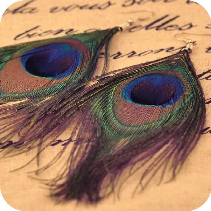 New Fashion Jewelry Earrings For Women Boho Charming Earring Simple Peacock Feather Vintage Luxury Long Dangle Earrings Cut (Available) - Mom & Kids