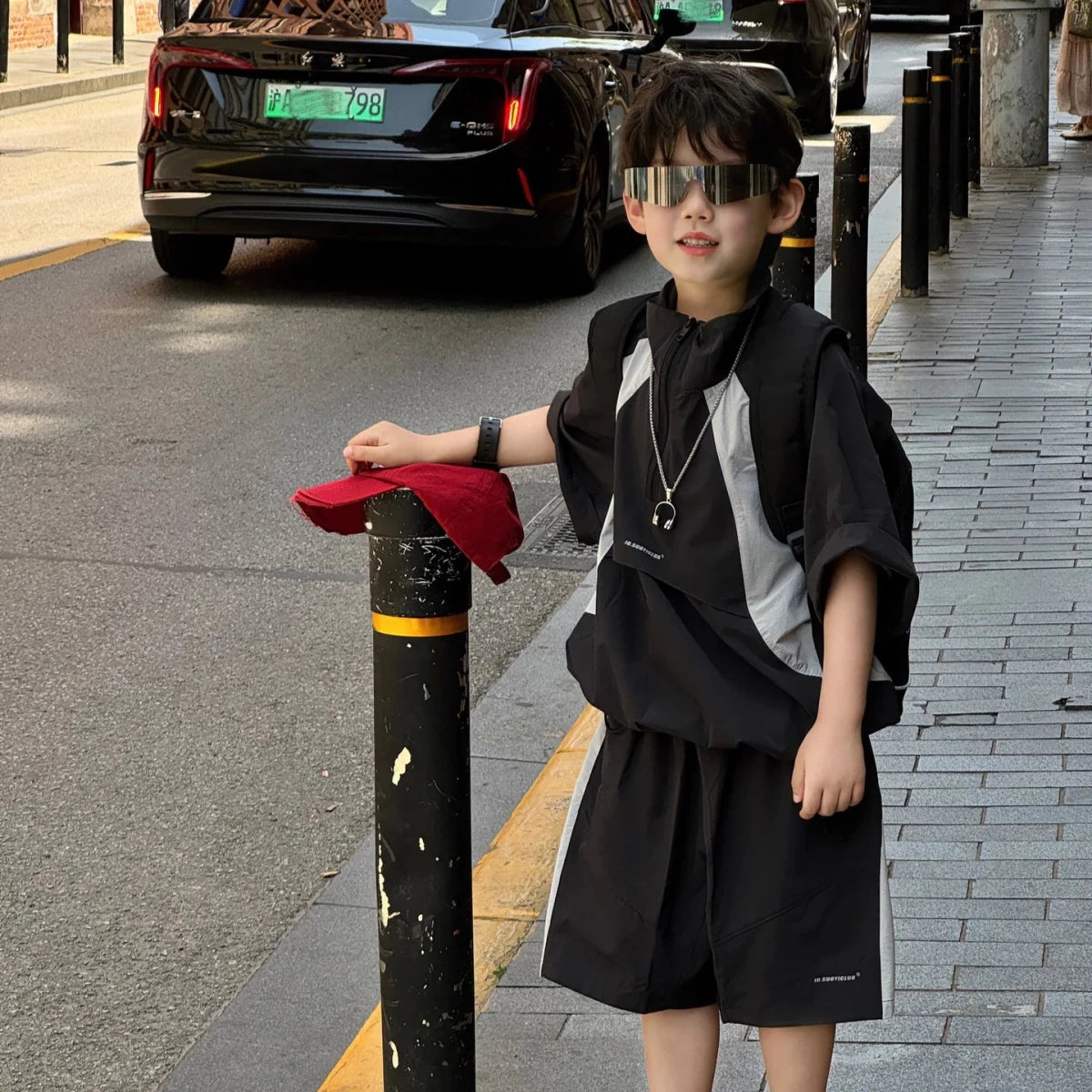 New Handsome Casual Work Clothes Set for Children, Boys' Sports and Leisure, Breathable Two Piece Set, Trendy - Mom & Kids