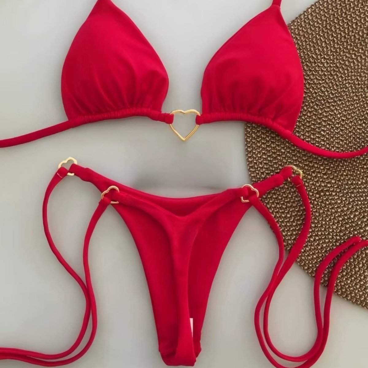 New Nylon Solid Color Love Bikini Suit (Available) - Mom & Kids