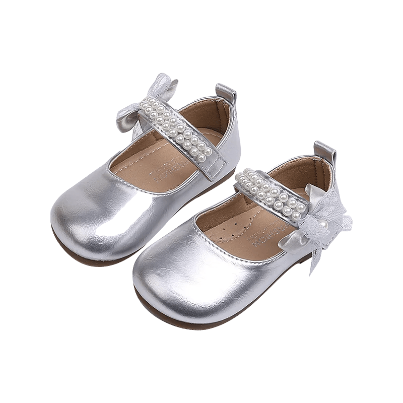 New Spring Autumn Kids Leather Shoes Side Bowknot Little Girls Dress Flat Shoes Elegant Children Princess Ballet Shoes for Party - Mom & Kids