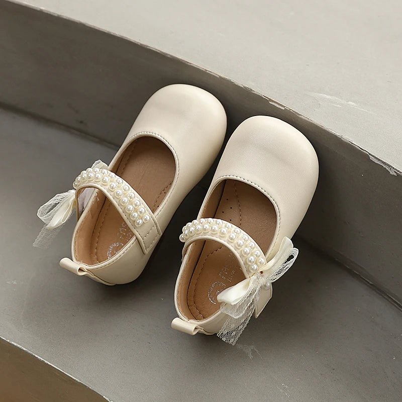 New Spring Autumn Kids Leather Shoes Side Bowknot Little Girls Dress Flat Shoes Elegant Children Princess Ballet Shoes for Party - Mom & Kids