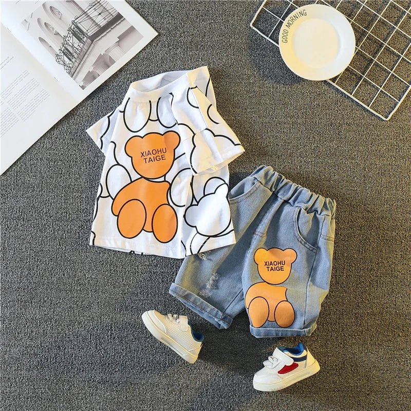 New Summer Baby Girls Clothes Suit Children Boys Fashion Cartoon T-Shirt Shorts 2Pcs/Sets Toddler Casual Costume Kids Tracksuits - Mom & Kids