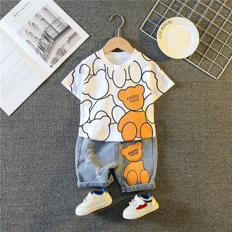 New Summer Baby Girls Clothes Suit Children Boys Fashion Cartoon T-Shirt Shorts 2Pcs/Sets Toddler Casual Costume Kids Tracksuits - Mom & Kids