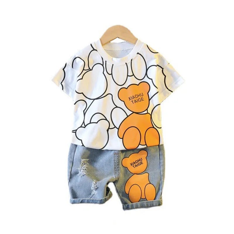 New Summer Baby Girls Clothes Suit Children Boys Fashion Cartoon T-Shirt Shorts 2Pcs/Sets Toddler Casual Costume Kids Tracksuits - Mom & Kids