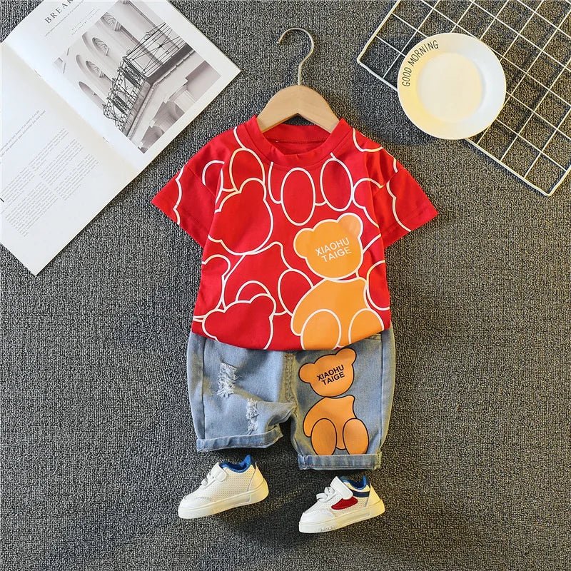 New Summer Baby Girls Clothes Suit Children Boys Fashion Cartoon T-Shirt Shorts 2Pcs/Sets Toddler Casual Costume Kids Tracksuits - Mom & Kids