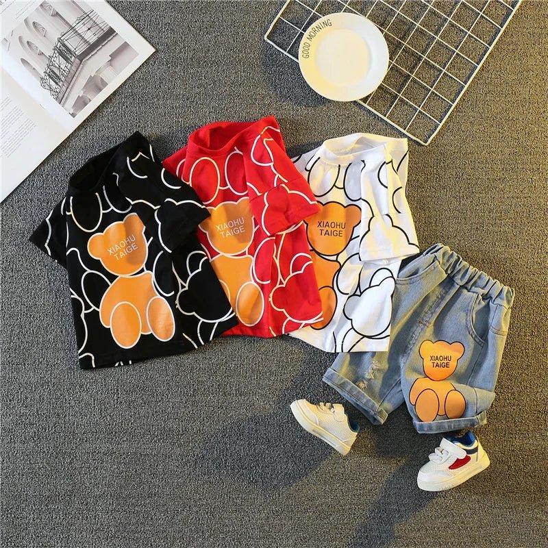 New Summer Baby Girls Clothes Suit Children Boys Fashion Cartoon T-Shirt Shorts 2Pcs/Sets Toddler Casual Costume Kids Tracksuits - Mom & Kids