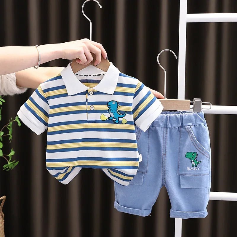 New Summer Baby Girls Clothes Suit Children Boys Striped T-Shirt Shorts 2Pcs/Sets Toddler Casual Cotton Costume Kids Tracksuits - Mom & Kids