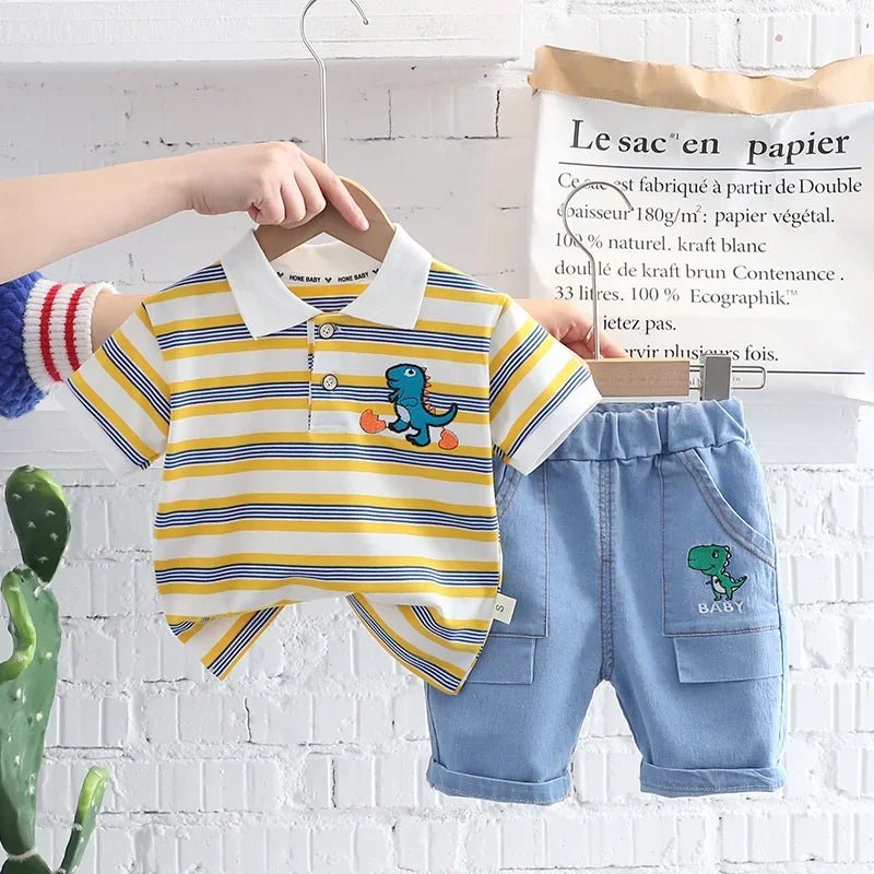 New Summer Baby Girls Clothes Suit Children Boys Striped T-Shirt Shorts 2Pcs/Sets Toddler Casual Cotton Costume Kids Tracksuits - Mom & Kids