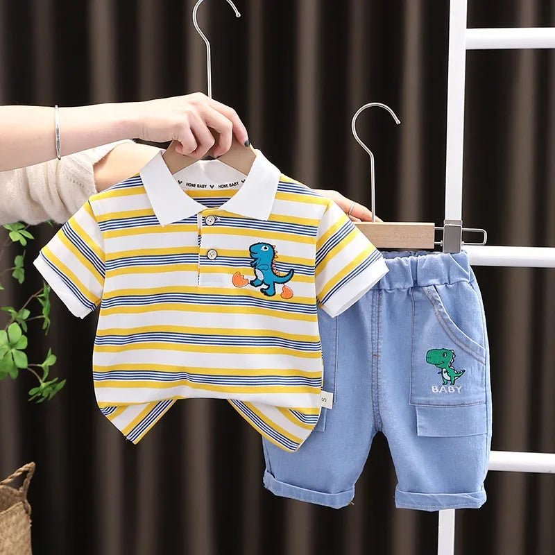New Summer Baby Girls Clothes Suit Children Boys Striped T-Shirt Shorts 2Pcs/Sets Toddler Casual Cotton Costume Kids Tracksuits - Mom & Kids