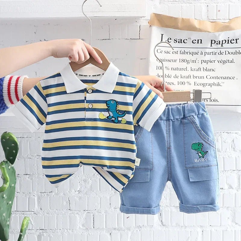 New Summer Baby Girls Clothes Suit Children Boys Striped T-Shirt Shorts 2Pcs/Sets Toddler Casual Cotton Costume Kids Tracksuits - Mom & Kids
