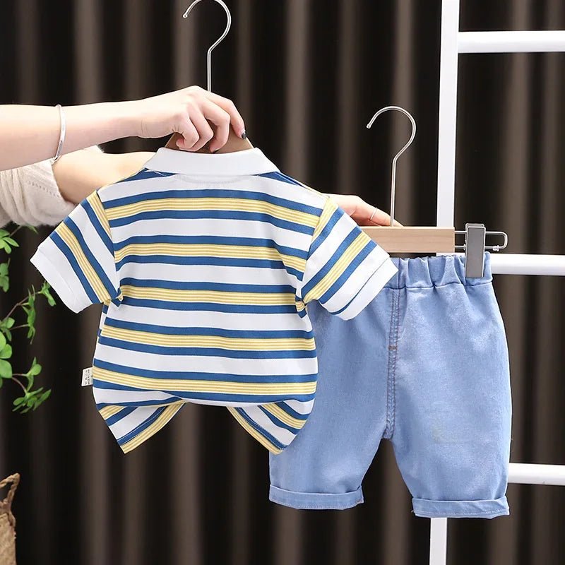 New Summer Baby Girls Clothes Suit Children Boys Striped T-Shirt Shorts 2Pcs/Sets Toddler Casual Cotton Costume Kids Tracksuits - Mom & Kids