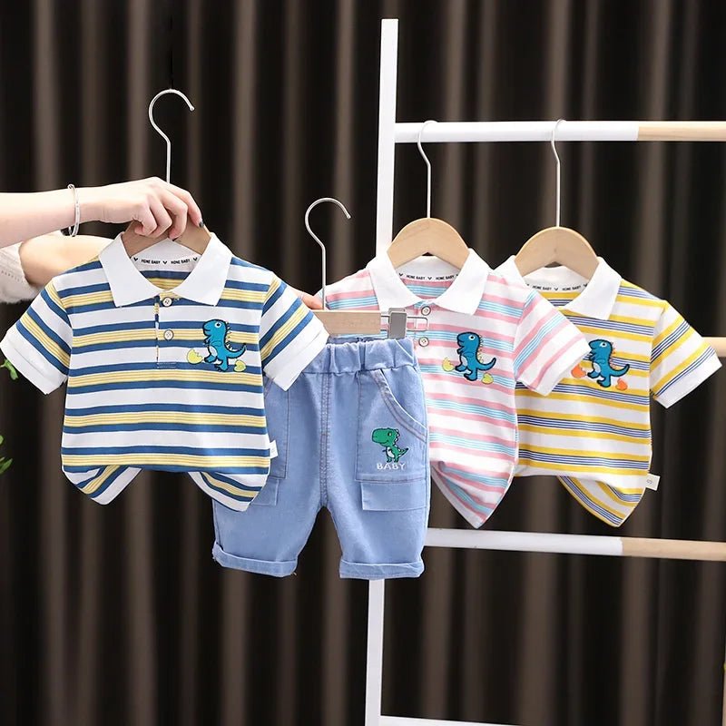 New Summer Baby Girls Clothes Suit Children Boys Striped T-Shirt Shorts 2Pcs/Sets Toddler Casual Cotton Costume Kids Tracksuits - Mom & Kids
