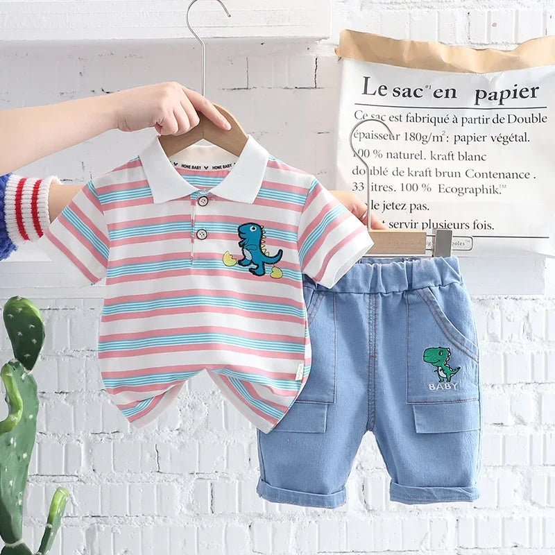 New Summer Baby Girls Clothes Suit Children Boys Striped T-Shirt Shorts 2Pcs/Sets Toddler Casual Cotton Costume Kids Tracksuits - Mom & Kids