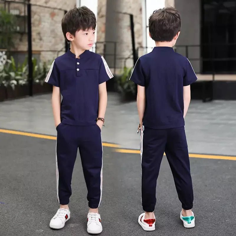 New Summer Boys Clothing Sets Children T-shirt Short Sleeve +Pants Set Two Pieces Set Kids Baby Boys Clothes 6 8 10 Years Old - Mom & Kids