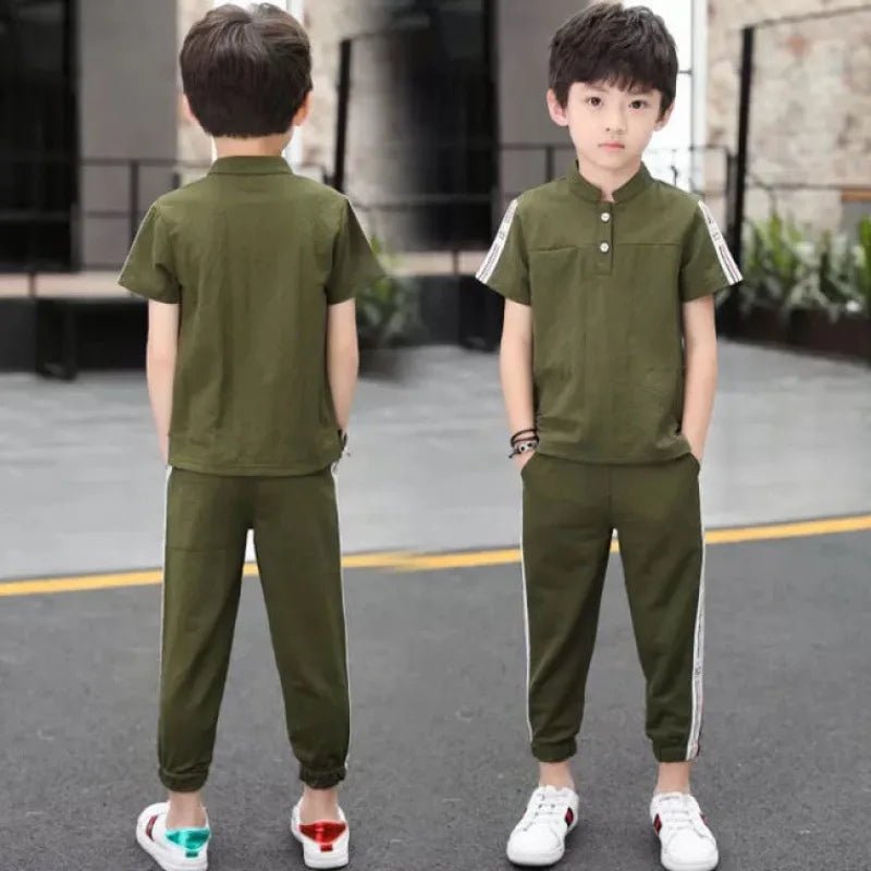 New Summer Boys Clothing Sets Children T-shirt Short Sleeve +Pants Set Two Pieces Set Kids Baby Boys Clothes 6 8 10 Years Old - Mom & Kids