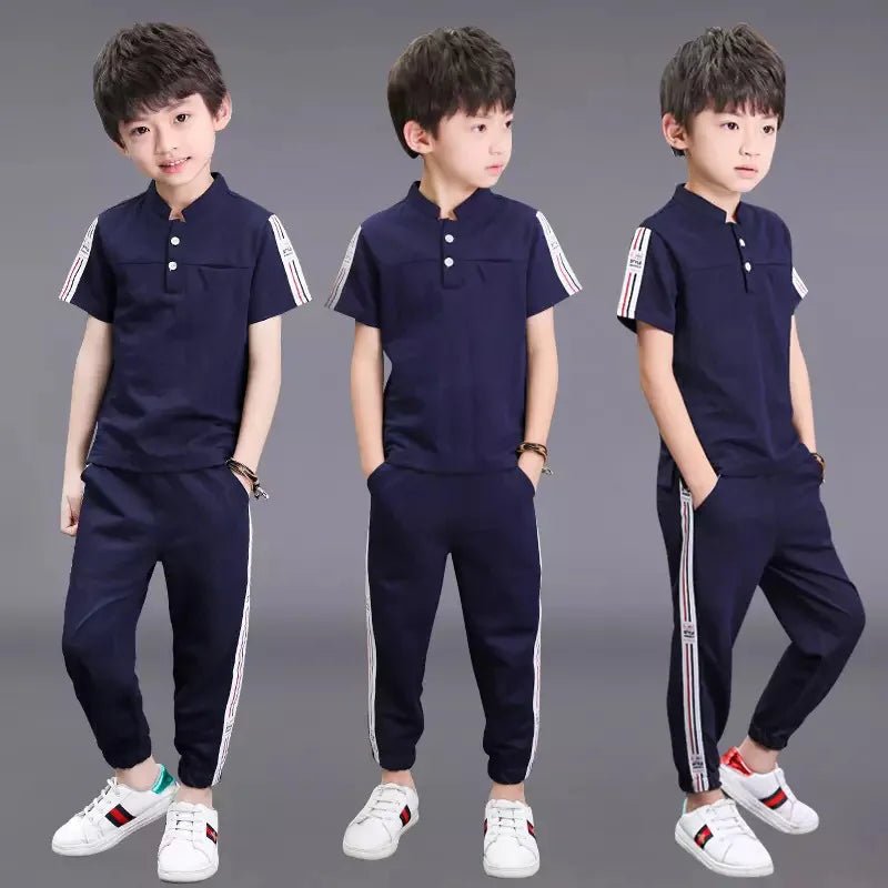 New Summer Boys Clothing Sets Children T-shirt Short Sleeve +Pants Set Two Pieces Set Kids Baby Boys Clothes 6 8 10 Years Old - Mom & Kids