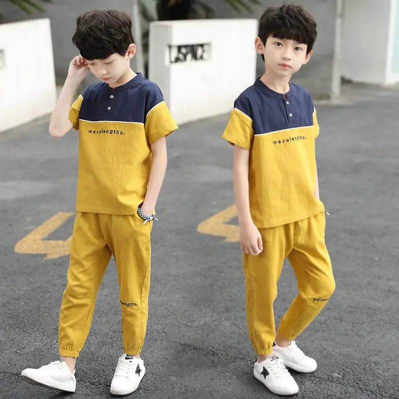 New Summer Boys Clothing Sets Children T-shirt Short Sleeve +Pants Set Two Pieces Set Kids Baby Boys Clothes 6 8 10 Years Old - Mom & Kids