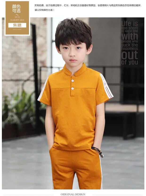 New Summer Boys Clothing Sets Children T-shirt Short Sleeve +Pants Set Two Pieces Set Kids Baby Boys Clothes 6 8 10 Years Old - Mom & Kids