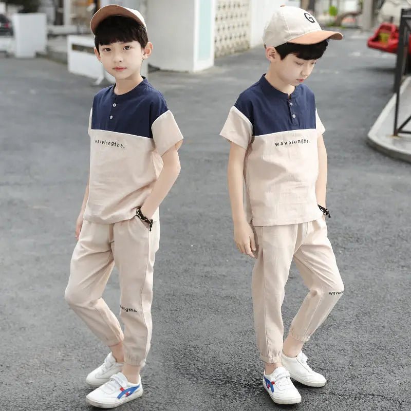 New Summer Boys Clothing Sets Children T-shirt Short Sleeve +Pants Set Two Pieces Set Kids Baby Boys Clothes 6 8 10 Years Old - Mom & Kids