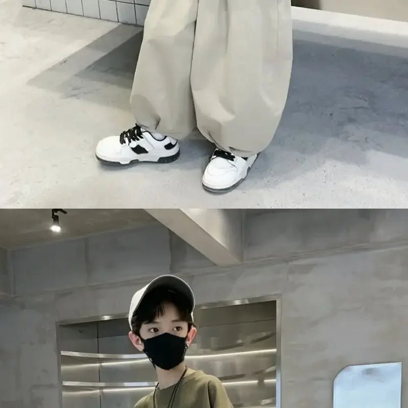 New Teenage Children's Clothing Big Boys Summer Cotton Set Summer Loose Boy Handsome T-shirt+ Lantern Pants Set Outfits - Mom & Kids