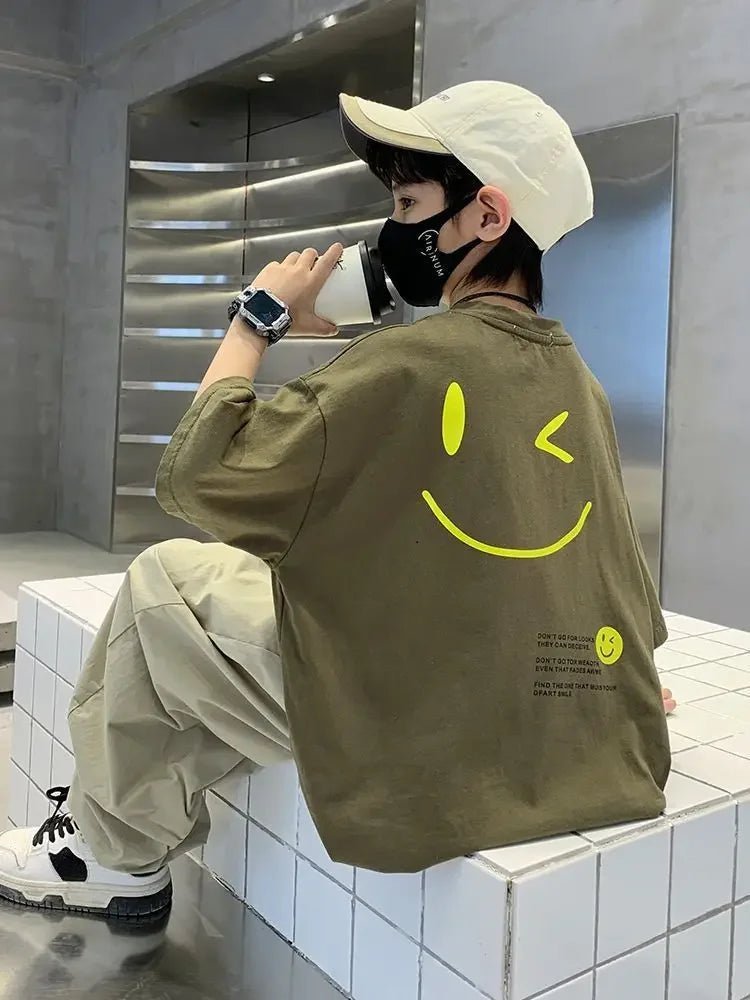New Teenage Children's Clothing Big Boys Summer Cotton Set Summer Loose Boy Handsome T-shirt+ Lantern Pants Set Outfits - Mom & Kids