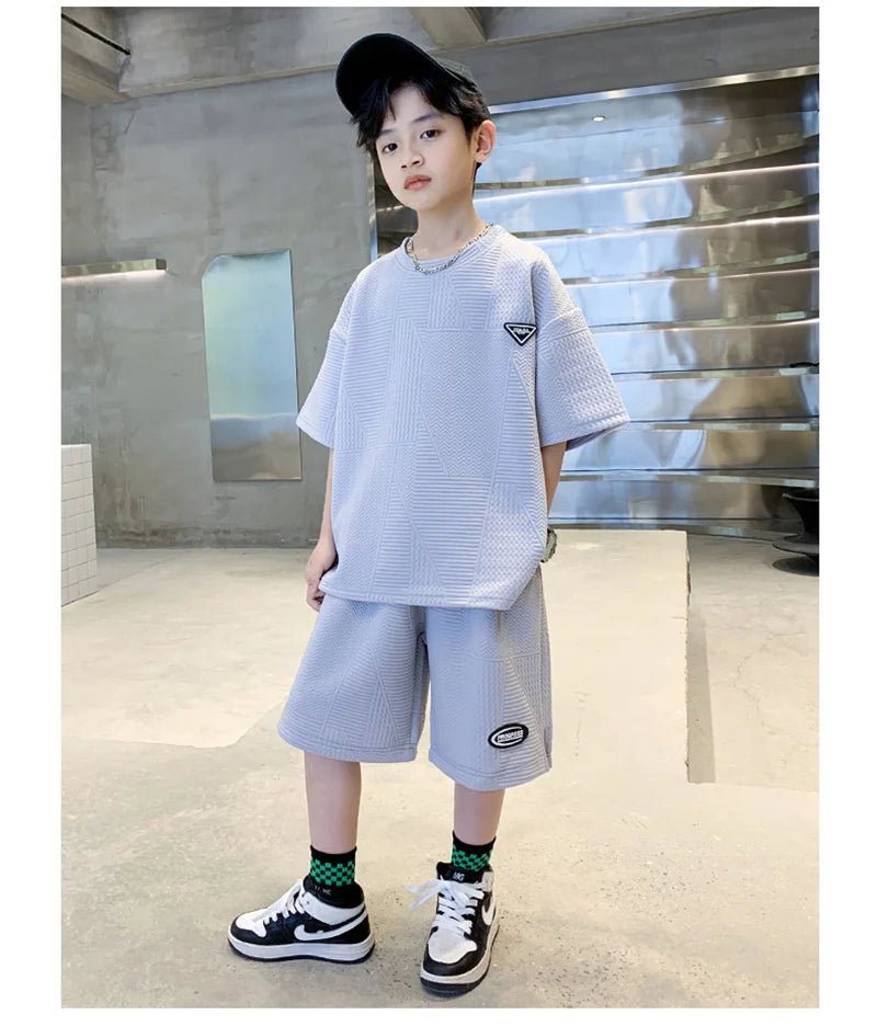 New Teenager Casual Outfits Children Trends Clothes Suits Kids Short Sleeves Tops+Baggy Pants 2Pcs - Mom & Kids