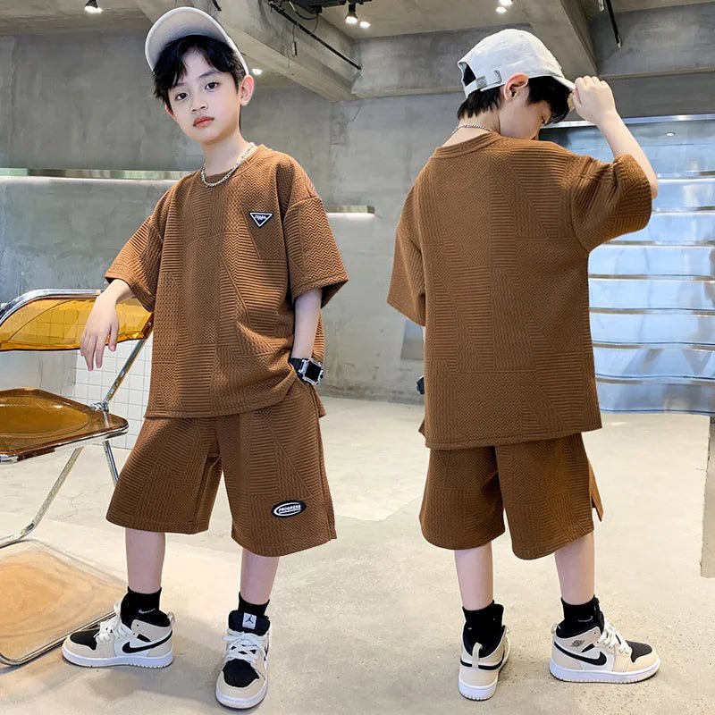 New Teenager Casual Outfits Children Trends Clothes Suits Kids Short Sleeves Tops+Baggy Pants 2Pcs - Mom & Kids