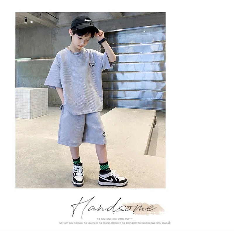 New Teenager Casual Outfits Children Trends Clothes Suits Kids Short Sleeves Tops+Baggy Pants 2Pcs - Mom & Kids