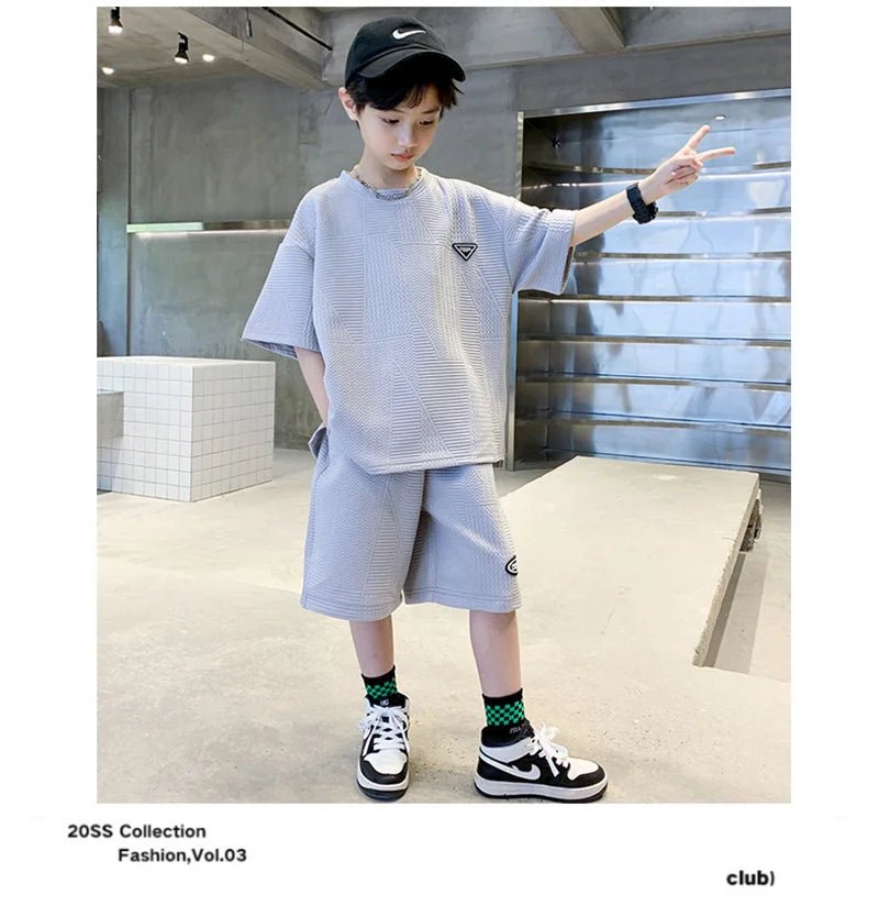 New Teenager Casual Outfits Children Trends Clothes Suits Kids Short Sleeves Tops+Baggy Pants 2Pcs - Mom & Kids