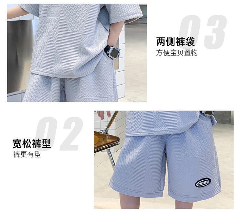 New Teenager Casual Outfits Children Trends Clothes Suits Kids Short Sleeves Tops+Baggy Pants 2Pcs - Mom & Kids